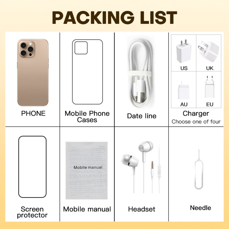 U218 / i16 Pro Max, 1 Go + 16 Go, 6,6 pouces Android 8.1 MTK6580A Quad Core, OTG, Réseau : 3G, Double SIM, EU Plug, US Plug, UK Plug, AU Plug