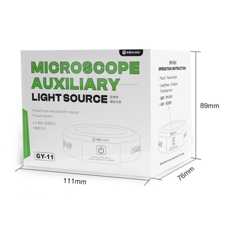 Source lumineuse annulaire tactile assistée par microscope Mijing GY-11, anti-poussière et anti-fumée