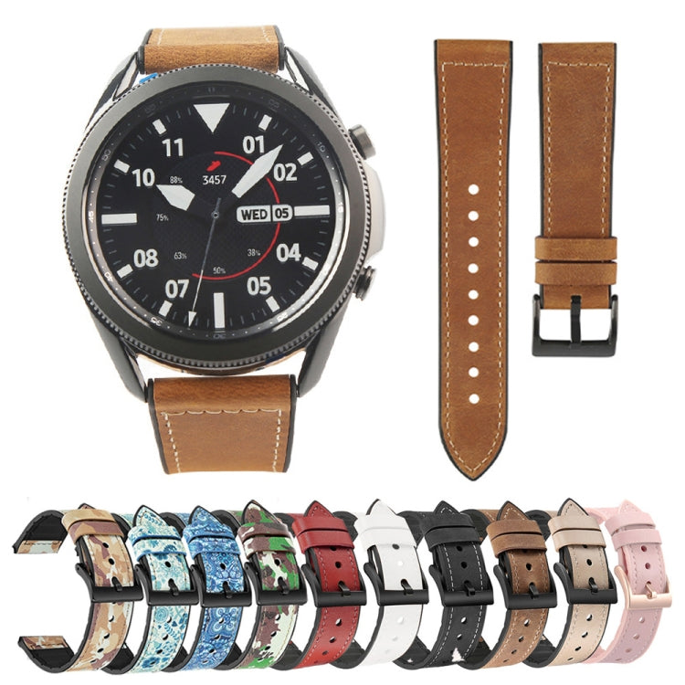 Bracelet de montre en TPU + cuir, For Samsung Galaxy Watch 3 41mm, For Samsung Galaxy Watch 3 45mm