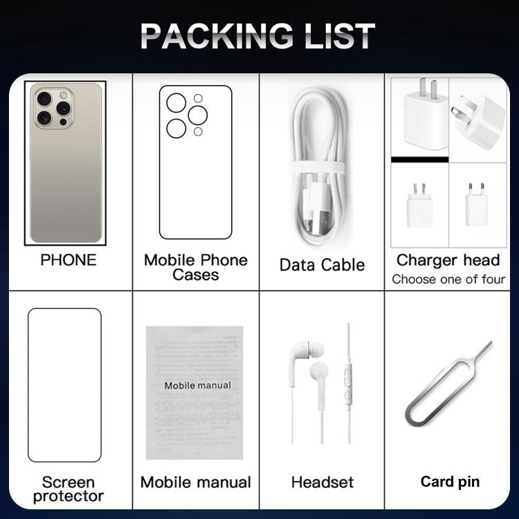 I16 Pro Max / VD1, 3 Go + 32 Go, écran 6,8 pouces, Android 10, processeur octa-core MTK6753, réseau 4G, double SIM, US Plug, UK Plug, AU Plug, EU Plug