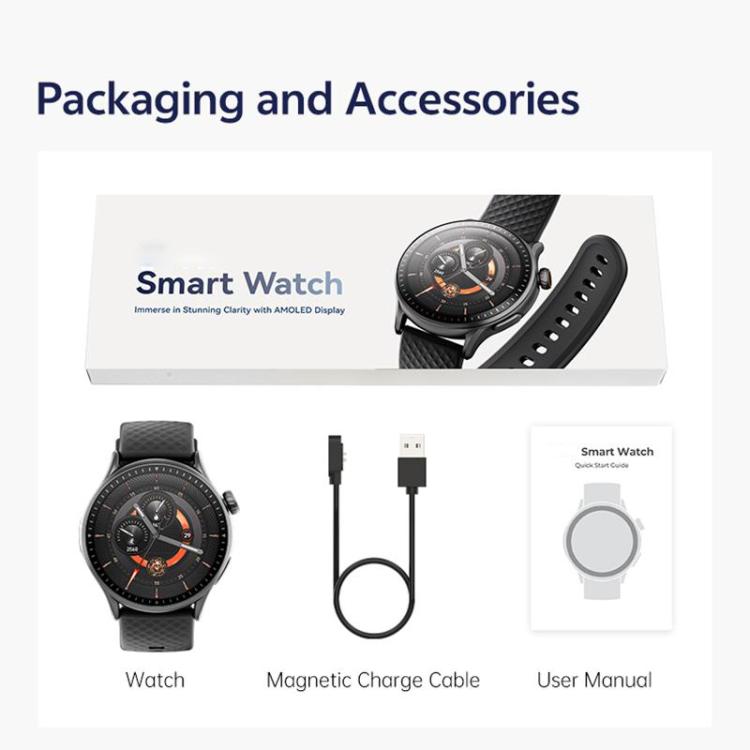 Montre connectée GTR3 avec écran AMOLED de 1,43 pouce et suivi de la fréquence cardiaque