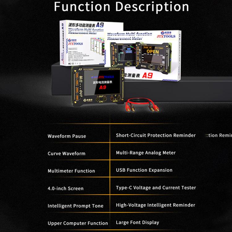 JTX A9 Appareil de mesure multifonction à affichage numérique haute précision pour courbes et formes d'onde, JTX A9