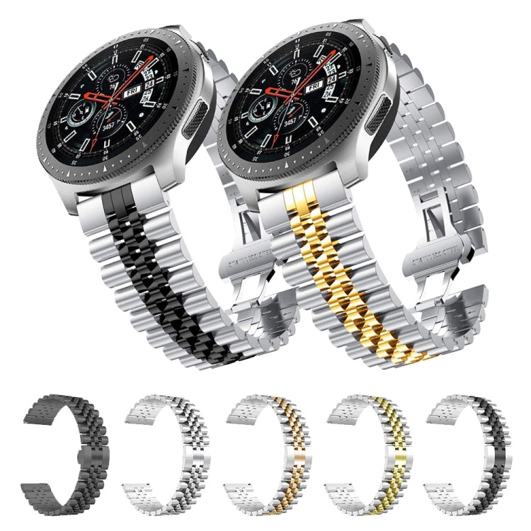 Bracelet de montre en acier à cinq perles, 20mm For Samsung Galaxy Watch 3 41mm, 22mm For Samsung Galaxy Watch 3 45mm, 20mm For Amazfit GTR 2 / Amazfit GTR 47mm, 22mm For Amazfit GTR 42mm, 20mm For Huawei Watch GT 2 42mm, 22mm For Huawei Watch GT 2 46mm