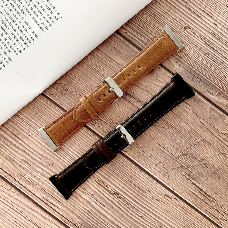 Bracelet de montre en cuir véritable avec texture Crazy Horse, For OPPO Watch 41mm, For OPPO Watch 46mm