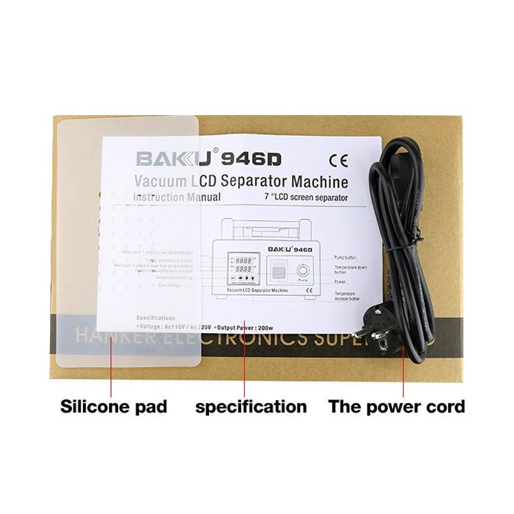 Machine de séparation d'écran tactile LCD sous vide BAKU BK-946D 200W, AC 220V