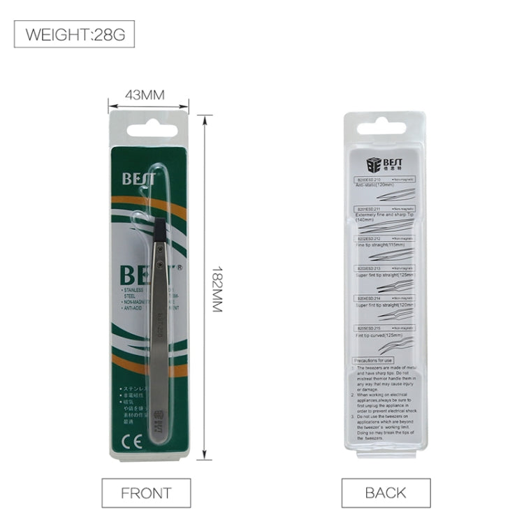 BEST BST-250 Pince à épiler statique Snti en acier inoxydable