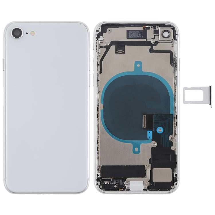 Ensemble couvercle arrière de la batterie avec touches latérales, vibrateur, sonnerie de haut-parleur, bouton d'alimentation, bouton de volume, câble flexible et plateau pour cartes pour iPhone 8