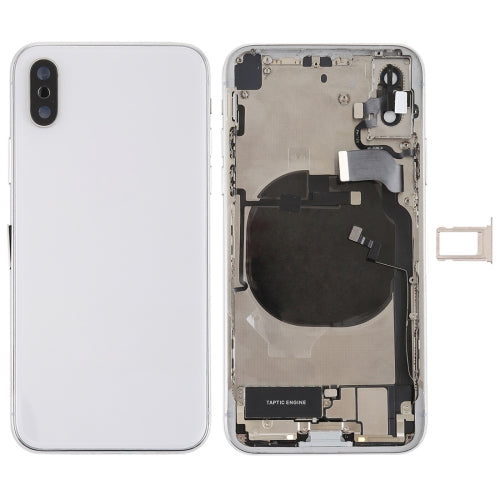 Ensemble couvercle arrière de la batterie avec touches latérales, vibrateur, sonnerie de haut-parleur, bouton d'alimentation, bouton de volume, câble flexible, plateau pour cartes et adhésif de batterie pour iPhone X