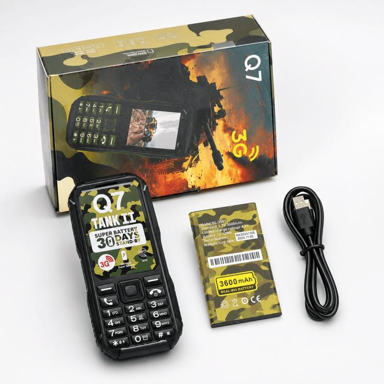Téléphone à touches Q7 3G, batterie 3600 mAh, écran 2,4 pouces, SOS, 21 touches, double SIM, réseau 3G, compatible WhatsApp et Facebook