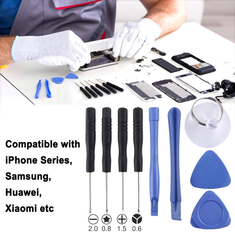 Kits de réparation 10 en 1 (4 x Tournevis + 2 x Tiges de démontage + 1 x Mandrin + 2 x Triangle sur tranches épaisses + Goupille d'éjection)
