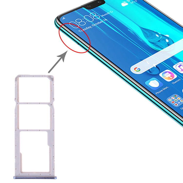 Tiroir Carte SIM + Tiroir Carte SIM + Tiroir Carte Micro SD pour Huawei Y9 (2019)