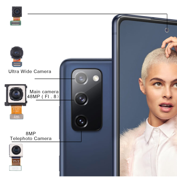 Pour Samsung Galaxy S20 FE SM-G780 ensemble d'appareil photo d'origine (téléobjectif + grand angle + caméra principale + caméra frontale)