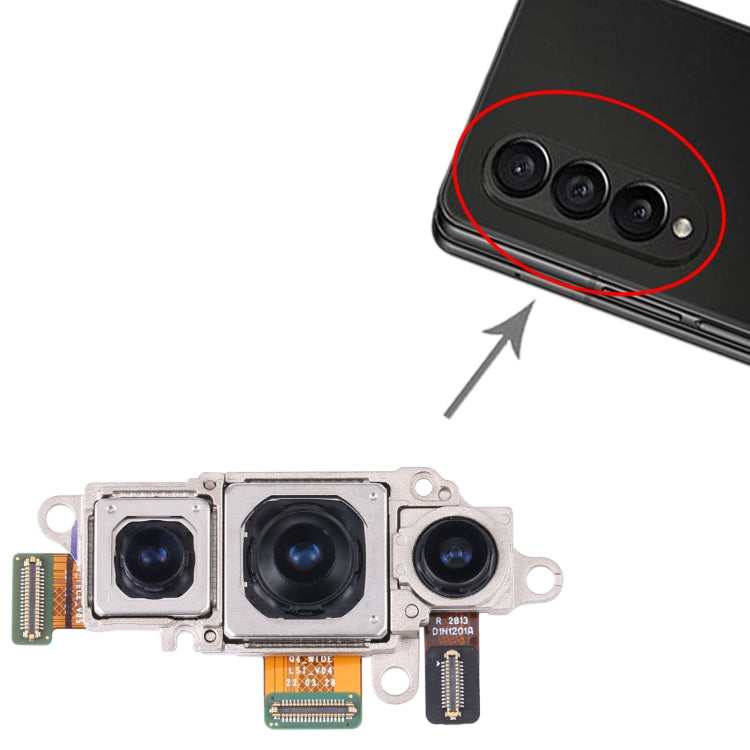 Pour Samsung Galaxy Z Fold4 SM-F936 ensemble d'appareil photo d'origine (téléobjectif + grand angle + appareil photo principal)