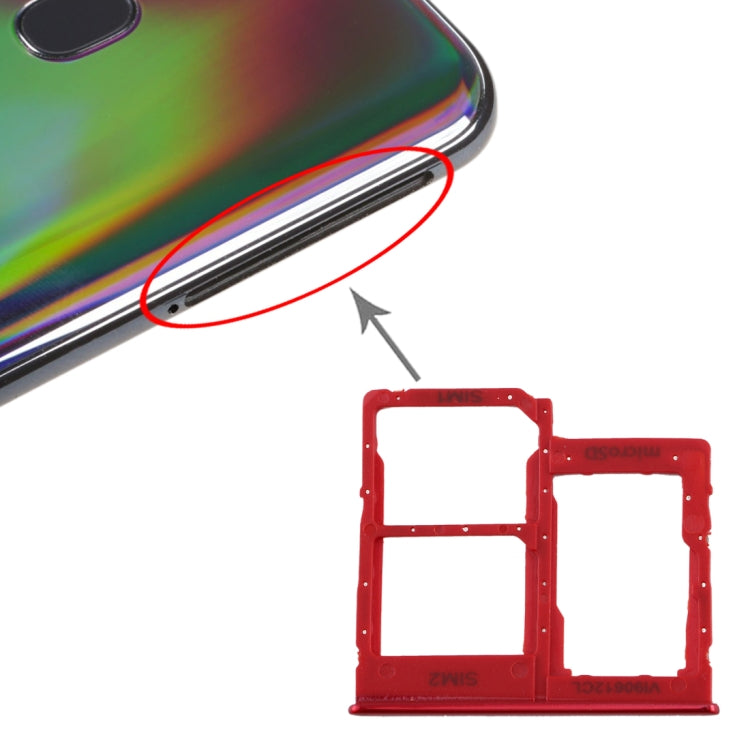 Pour Galaxy A40 Plateau de carte SIM + Plateau de carte SIM + Plateau de carte Micro SD