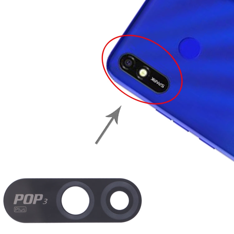 Objectif de caméra arrière pour Tecno Pop 3 Plus, 10 pièces