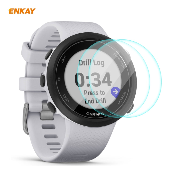 2 PCS ENKAY Hat-Prince 0.2mm 9H 2.15D Bord Incurvé Protecteur D'écran En Verre Trempé Film De Montre, For Garmin Forerunner 45 / 45S, For Garmin Forerunner 735 / 735XT, For Garmin Instinct Tactical, For Garmin Approach S62, For Garmin Swim 2