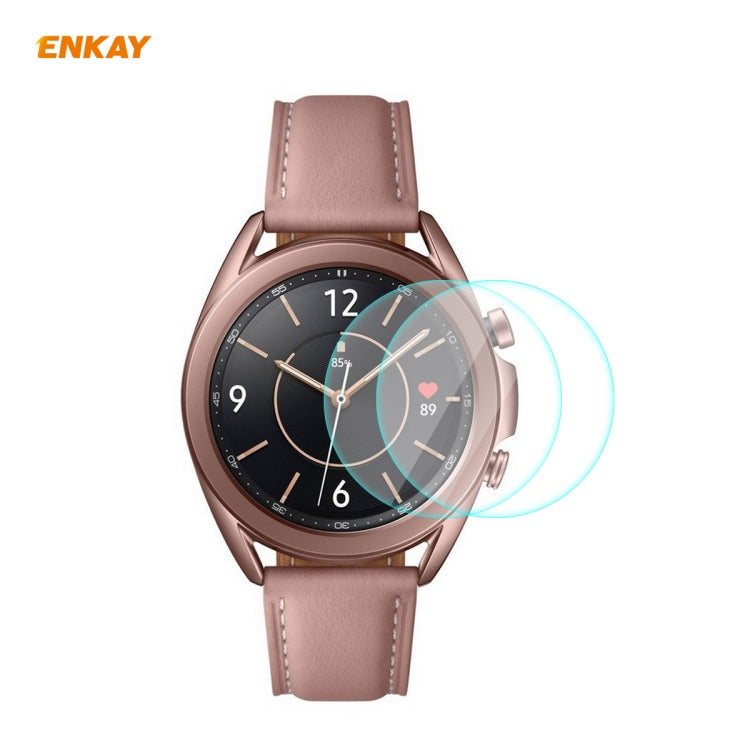 2 PCS ENKAY Hat-Prince 0.2mm 9H 2.15D Bord Incurvé Protecteur D'écran En Verre Trempé Film De Montre, For Samsung Galaxy Watch 3 45mm, For Samsung Galaxy Watch 3 41mm