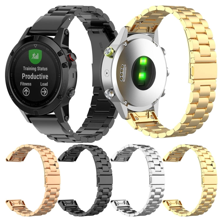 Pour Garmin Fenix5/Forerunner935/Garmin Approach S60 acier inoxydable trois souches de sangle de remplacement rapide en métal, black, silver, gold, rose gold