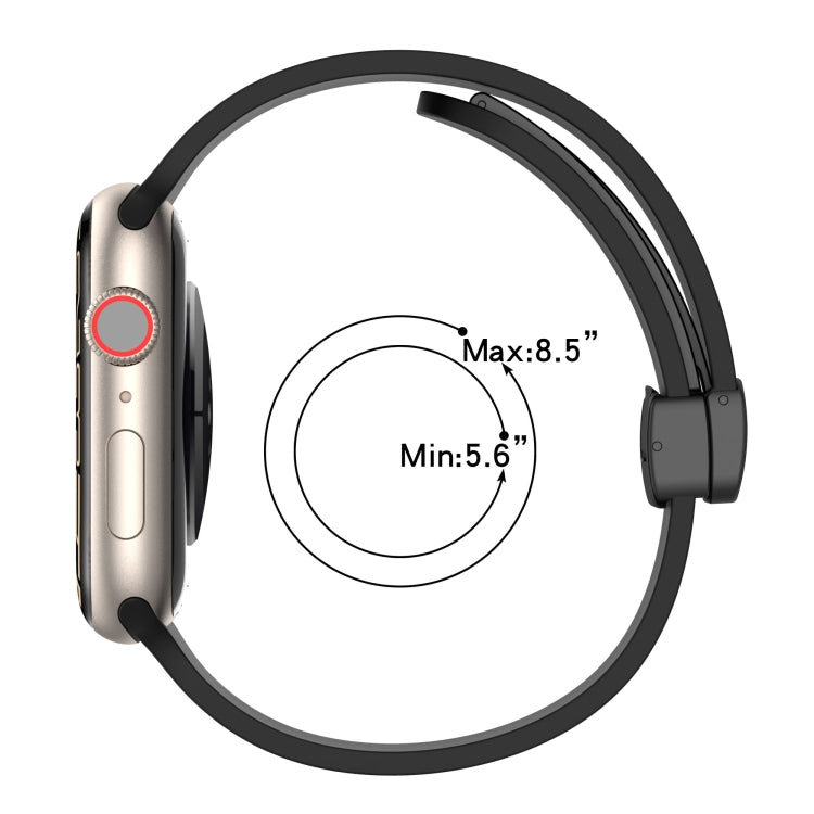 Bracelet de montre en silicone lisse à boucle noire magnétique, For Apple Watch Ultra 49mm, For Apple Watch Series 8&7 45mm, For Apple Watch Series 8&7 41mm