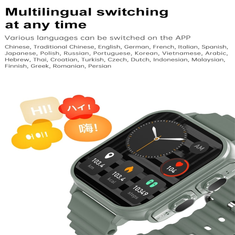 N22 Montre intelligente à écran couleur de 1,96 pouces, prend en charge la surveillance de la fréquence cardiaque / la surveillance de la pression artérielle / la surveillance de l'oxygène sanguin