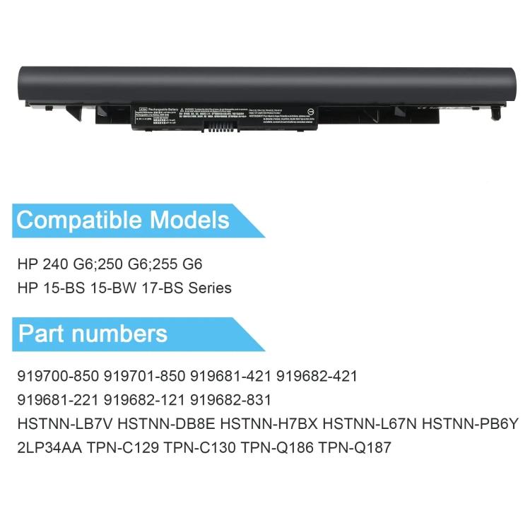 Batterie de remplacement 2200 mAh pour ordinateur portable HP 245 240 246 250 G6, JC04