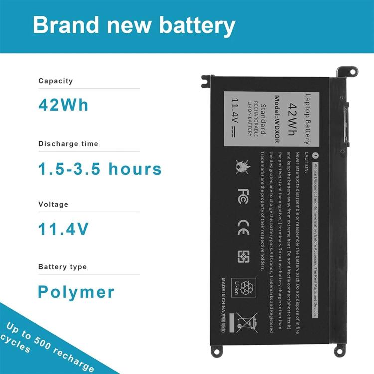 Batterie de remplacement 3600 mAh pour ordinateur portable Dell Inspiron 14 7460 et 15 7560, WDX0R