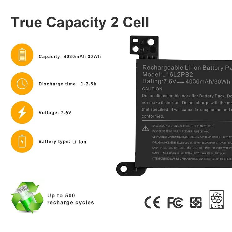 Batterie pour ordinateur portable Lenovo Ideapad 320-14AST-15IKB-15IAP-15AST-15ABR, 4030 mAh, L16C2PB2