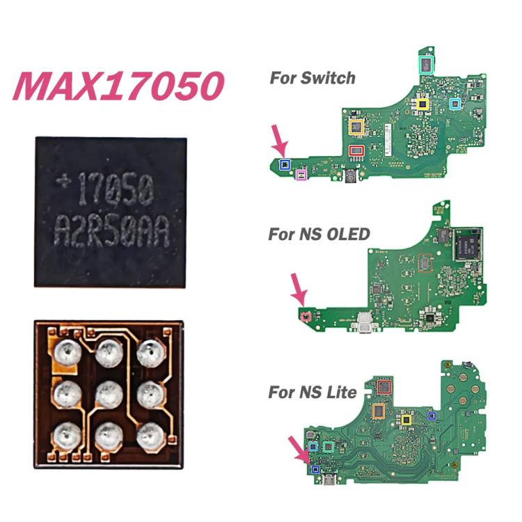 Circuit intégré de détection de batterie MAX17050 pour consoles de jeux Nintendo Switch / OLED / Lite, MAX17050