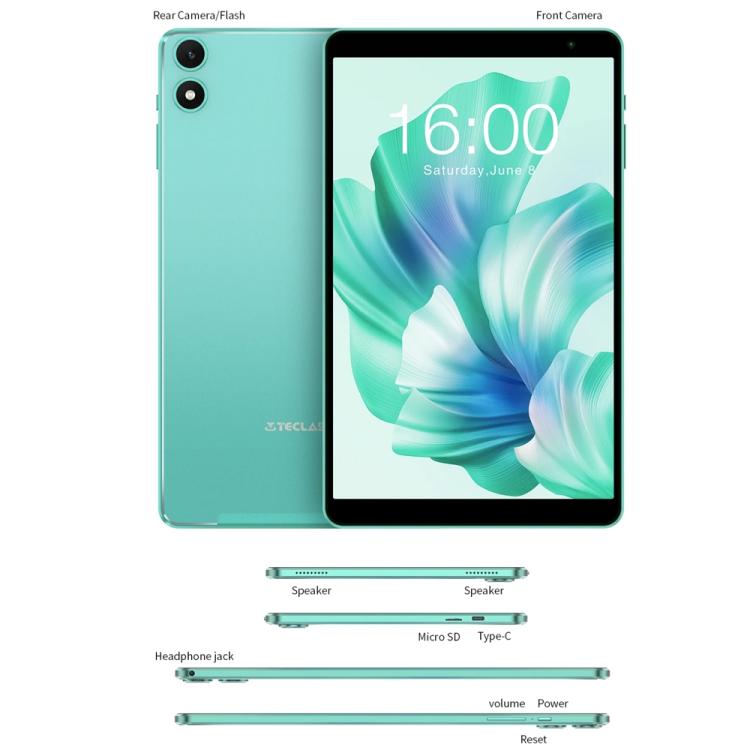 Tablette PC Teclast P85 8 pouces WiFi6, 3 Go + 64 Go, Android 15 Allwinner A333 5 cœurs (Vert menthe), P85
