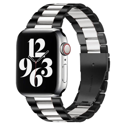 Bracelet de montre en acier inoxydable, pour Apple Watch Series 8&7 41mm / SE 2&6&SE&5&4 40mm / 3&2&1 38mm, boucle pliable, 3 perles