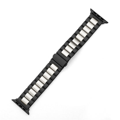 Bracelet de montre en acier inoxydable, pour Apple Watch Series 8&7 41mm / SE 2&6&SE&5&4 40mm / 3&2&1 38mm, boucle pliable, 3 perles
