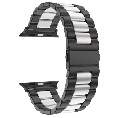 Bracelet de montre en acier inoxydable, pour Apple Watch Series 8&7 41mm / SE 2&6&SE&5&4 40mm / 3&2&1 38mm, boucle pliable, 3 perles