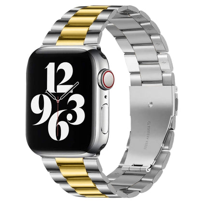 Bracelet de montre en acier inoxydable, pour Apple Watch Series 8&7 41mm / SE 2&6&SE&5&4 40mm / 3&2&1 38mm, boucle pliable, 3 perles
