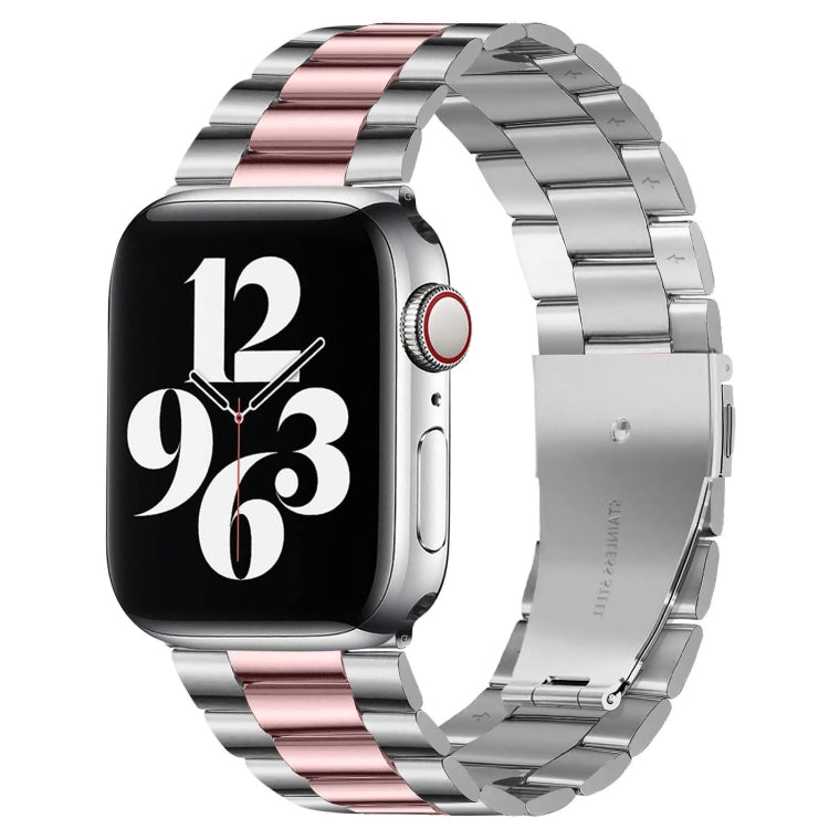 Bracelet de montre en acier inoxydable, pour Apple Watch Series 8&7 41mm / SE 2&6&SE&5&4 40mm / 3&2&1 38mm, boucle pliable, 3 perles