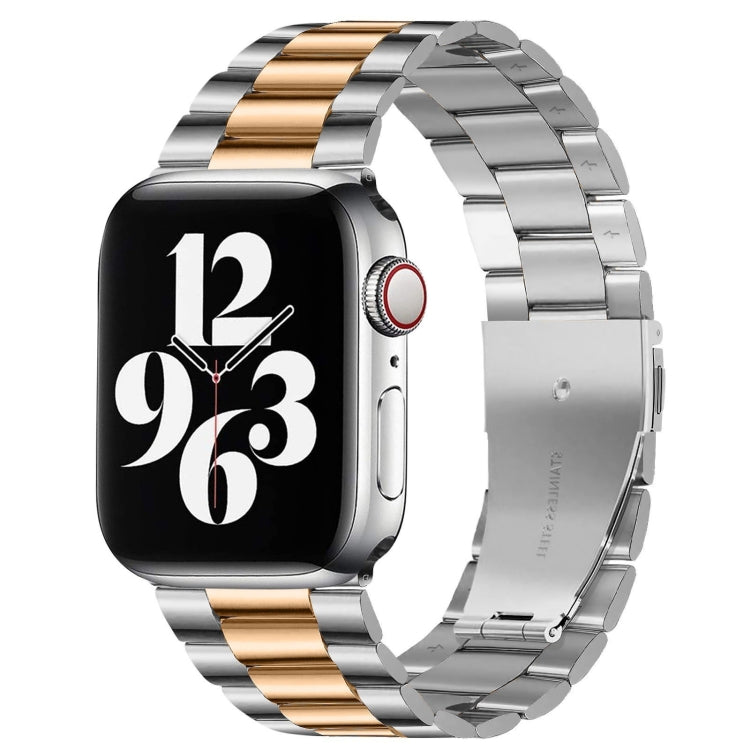Bracelet de montre en acier inoxydable, pour Apple Watch Series 8&7 41mm / SE 2&6&SE&5&4 40mm / 3&2&1 38mm, boucle pliable, 3 perles