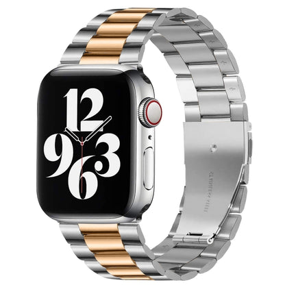 Bracelet de montre en acier inoxydable, pour Apple Watch Series 8&7 41mm / SE 2&6&SE&5&4 40mm / 3&2&1 38mm, boucle pliable, 3 perles