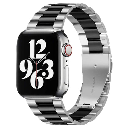 Bracelet de montre en acier inoxydable, pour Apple Watch Series 8&7 41mm / SE 2&6&SE&5&4 40mm / 3&2&1 38mm, boucle pliable, 3 perles