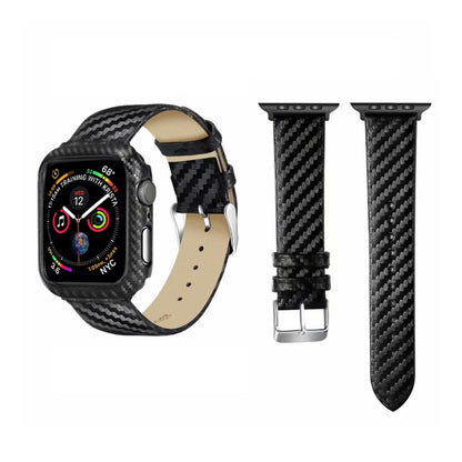 Bracelet en cuir véritable et fibre de carbone pour Apple Watch séries 5 et 4 40 mm et séries 3, 2 et 1 38 mm