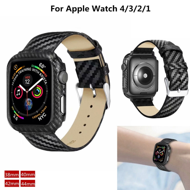 Bracelet en Cuir Véritable en Fibre de Carbone + Cadre pour Apple Watch Series 4 40mm, Apple Watch Series 4 40mm