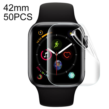 Film Hydrogel souple pour Apple Watch, 50 pièces, couverture complète, protecteur avant, 42mm, For Apple Watch Series 3 / 2 / 1 42mm(50 PCS)
