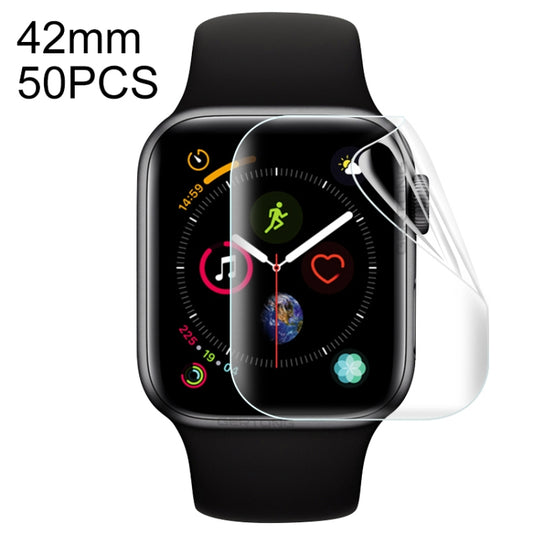 Film Hydrogel souple pour Apple Watch, 50 pièces, couverture complète, protecteur avant, 42mm, For Apple Watch Series 3 / 2 / 1 42mm(50 PCS)