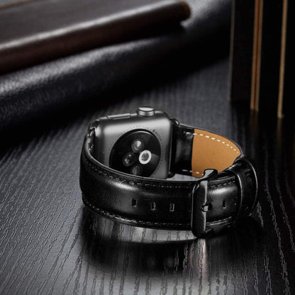 Bracelet de montre en cuir à boucle noire pour Apple Watch Ultra 49 mm / Série 8&7 45 mm / SE 2&6&SE&5&4 44 mm / 3&2&1 42 mm, For Apple Watch Ultra 49mm / Series 8&7 45mm / SE 2&6&SE&5&4 44mm / 3&2&1 42mm