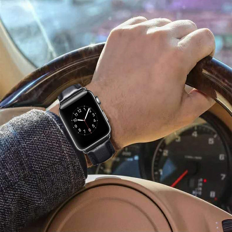 Bracelet de montre en cuir à boucle noire pour Apple Watch Ultra 49 mm / Série 8&7 45 mm / SE 2&6&SE&5&4 44 mm / 3&2&1 42 mm, For Apple Watch Ultra 49mm / Series 8&7 45mm / SE 2&6&SE&5&4 44mm / 3&2&1 42mm