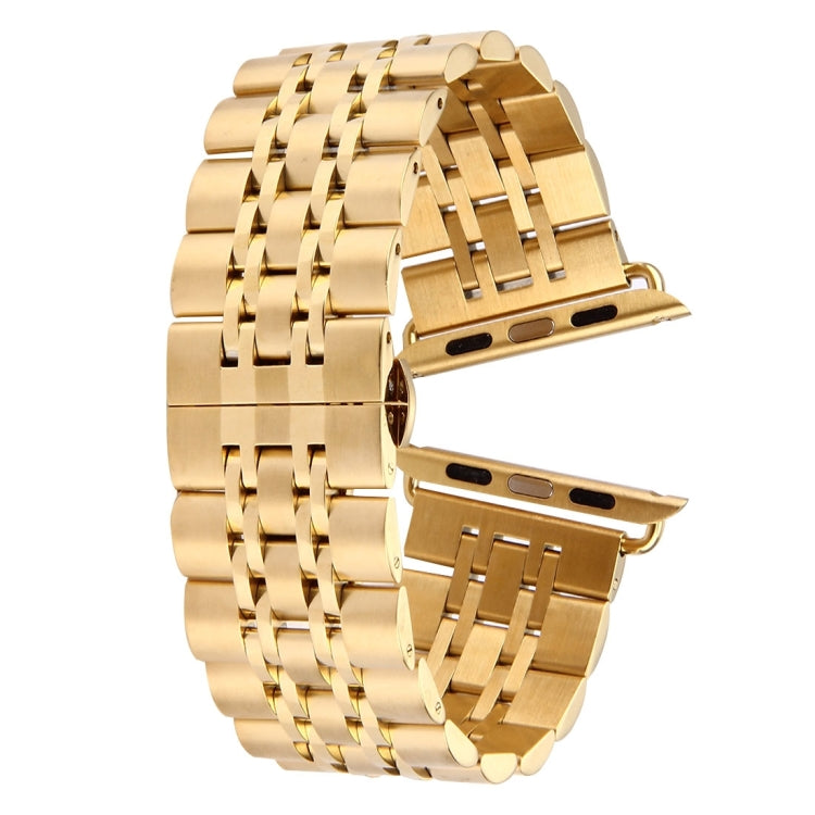 Bracelet de montre en acier inoxydable à 7 perles avec boucle papillon cachée pour femme de 20 mm pour Apple Watch 38 mm (argent or), 20mm Women