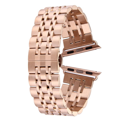 Bracelet de montre en acier inoxydable à 7 perles avec boucle papillon cachée pour femme de 20 mm pour Apple Watch 38 mm (argent or), 20mm Women