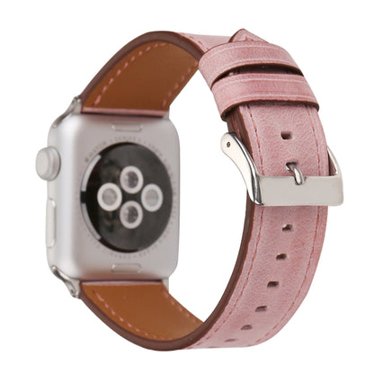 Pour Apple Watch Series 8&7 41mm / SE 2&6&SE&5&4 40mm / 3&2&1 38mm Bracelet de montre en cuir véritable de style frais, 38mm