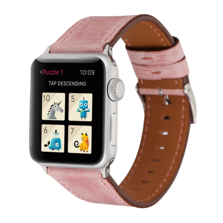 Pour Apple Watch Series 8&7 41mm / SE 2&6&SE&5&4 40mm / 3&2&1 38mm Bracelet de montre en cuir véritable de style frais, 38mm