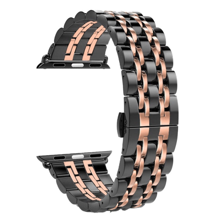 Bracelet de montre en acier inoxydable avec boucle papillon cachée pour hommes, 22mm, 7 perles, pour Apple Watch 38mm, 22mm Men