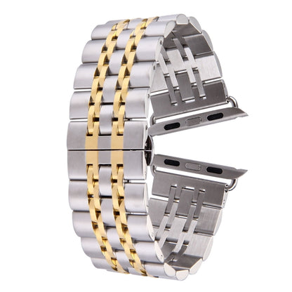 Bracelet de montre en acier inoxydable avec boucle papillon cachée pour hommes, 22mm, 7 perles, pour Apple Watch 38mm, 22mm Men