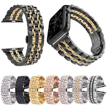 Bracelet de montre en acier inoxydable avec boucle papillon cachée pour hommes, 22mm, 7 perles, pour Apple Watch 42mm, 22mm Men